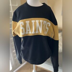 47 Brand Black and Gold Saints Crewneck Sweatshirt